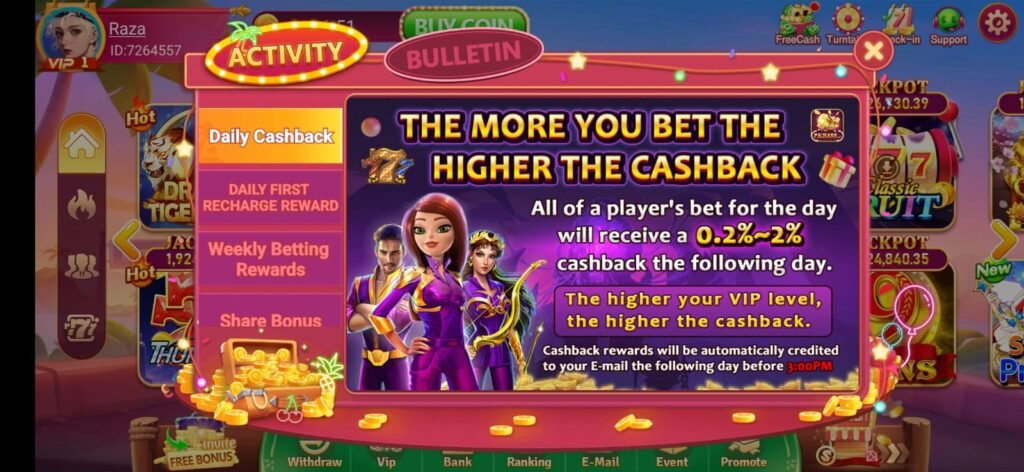 Daily cashback in pkr888